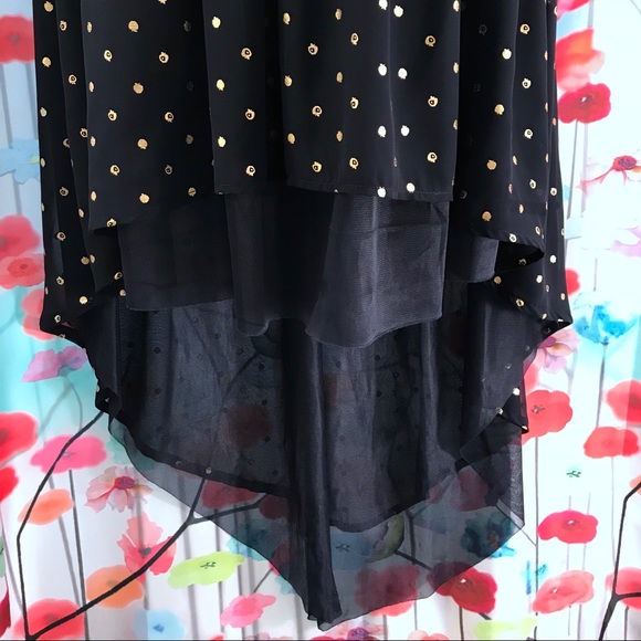 ๐ Dark Navy & Gold Backless Hi Lo Dress Sz L - Picture 5 of 7